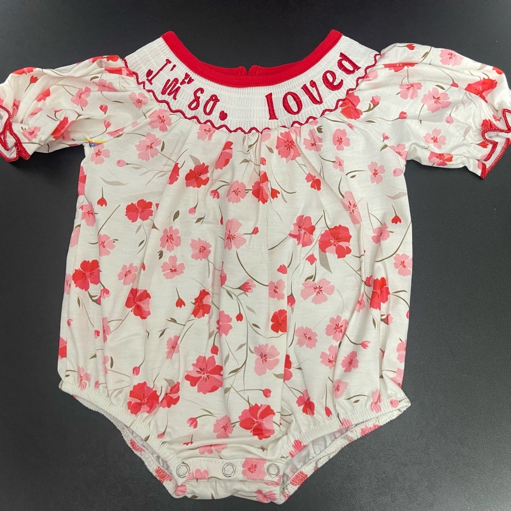 Infant Floral Romper - Red and Pink